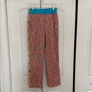 Colorful Patterned Women’s Track Pants with Button Side Stripe